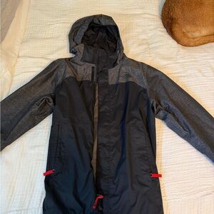 Black and Charcoal Hooded Rain Jacket